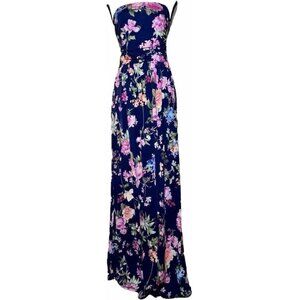 Vanilla‎ Bay Navy and Pink Floral Sleeveless Boho Maxi Dress Size Medium